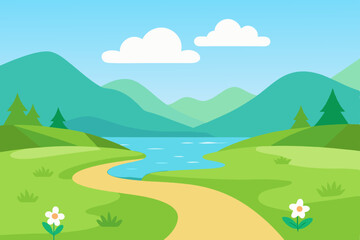 Fototapeta premium summer landscape with mountains and clouds