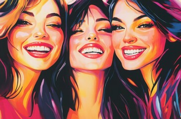 Naklejka premium High-quality close-up image of four vibrant women