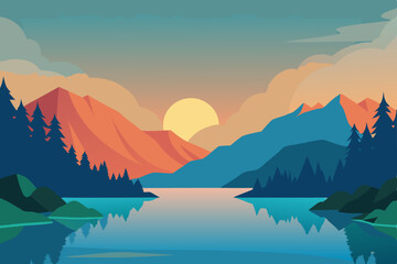 mountain lake in the morning