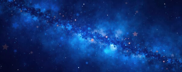 Naklejka premium Abstract blue starry expanse, shimmering cosmic dust, subtle gradients , subtle, elegant, glitter