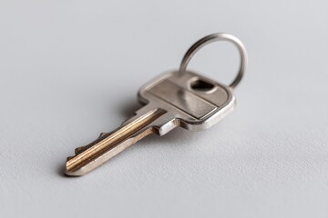 clean image of minimalistic modern bank card and key isolated on blank white background