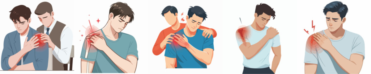 vector young man is having shoulder pain