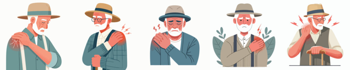 vector grandfather is having shoulder pain