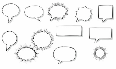 collection of various comic speech bubbles in different shapes and styles, perfect for adding dialogue or thoughts in illustrations. These elements enhance creativity and storytelling