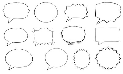 Obraz premium collection of various speech bubbles in different shapes and styles, perfect for comic or graphic design projects. These empty speech bubbles can be used to convey dialogue or thoughts creatively