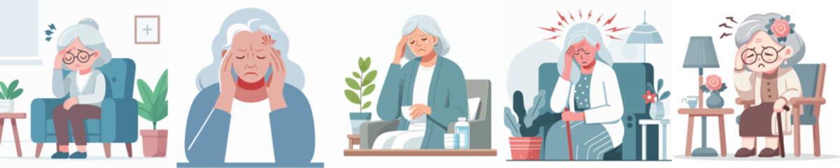 vector grandma having a headache