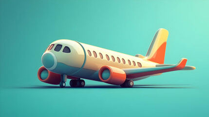 Low Poly Airplane Illustration on Teal Background