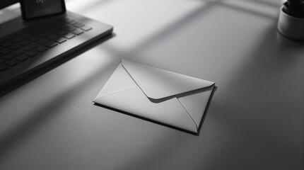 a mail beside the laptop