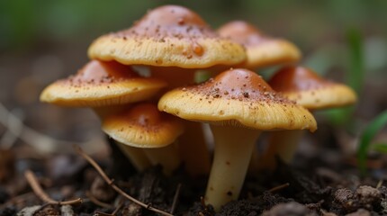 A Close-Up View of Vibrant Mushrooms in Their Natural Habitat Surrounded by Nature's Beauty