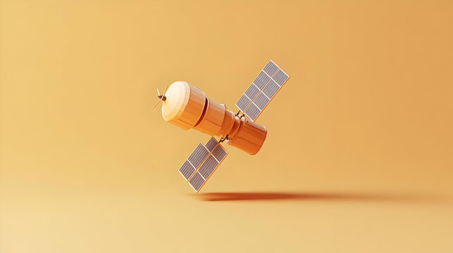 Low Poly Satellite 3D Render in Orange and Yellow