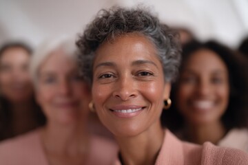 group of people celebrating bridal shower with blurred background and ample copy space for text