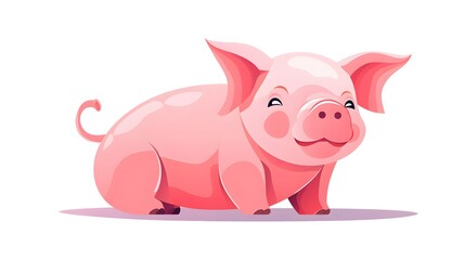 Fototapeta premium Professional Flat Color Cartoon Pig Illustration for Content Creation Projects