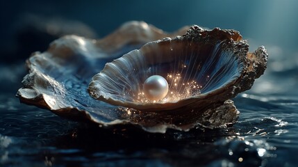 Pearl in Seashell, Glimmering