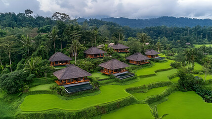 Luxury Villas nestled in Lush Green Rice Paddies and Tropical Jungle