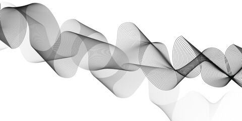 Abstract grey wavy lines Digital frequency track equalizer background. Wave lines created using blend tool. Abstract frequency sound wave lines and twisted curve lines background.