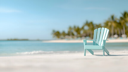 Light Blue Adirondack Chair on a Tropical Beach
