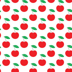 Seamless vector pattern with red cherries on a white background illustration