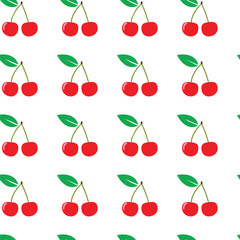 Seamless vector pattern with red cherries on a white background illustration