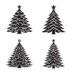 Obraz premium Classic pine Christmas tree silhouette vector illustration