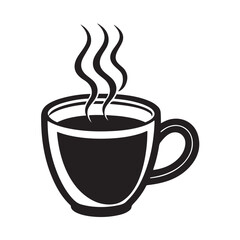 Coffee cup with steam bold line vector icon black and white