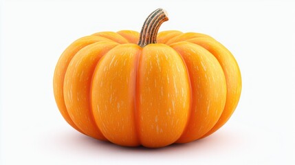 Single orange pumpkin on white background