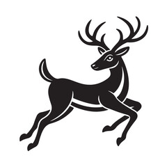 Running deer icon black and white minimal vector design