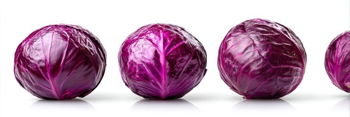 Fresh Red Cabbage Collection - Vibrant red cabbages, showcasing their rich color and texture, isolated on a white background. Perfect for culinary or health-related content