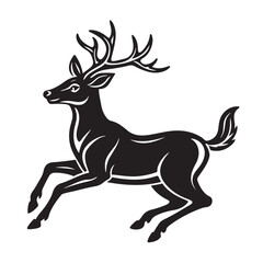 Deer in motion silhouette logo clean line vector illustration