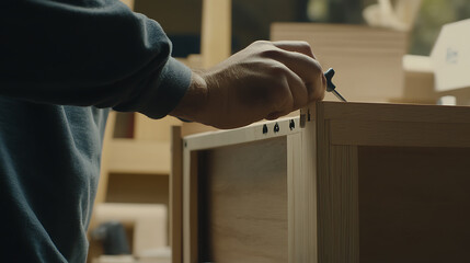 Craftsman Assembling Wooden Furniture