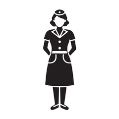 Healthcare nurse silhouette bold outline vector illustration