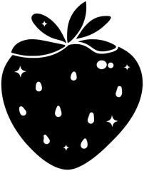 food illustration fruit silhouette red logo berry icon fresh outline healthy strawberry juicy dessert sweet green freshness natural delicious shape for vector graphic background
