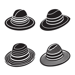 Bold line summer hat vector design black and white