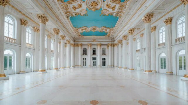 Luxurious palace interior featuring stunning columns and exquisite ceiling, true architectural