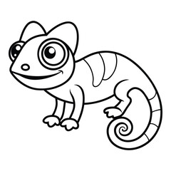 Fototapeta premium Cartoon chameleon line art illustration for coloring books and educational resources