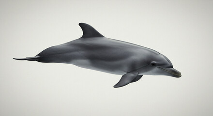 Fototapeta premium Swimming Dolphin Isolated on White Background Marine Life