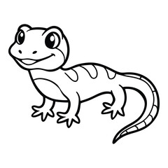 Fototapeta premium Cartoon lizard outline illustration black and white animal reptile character for coloring pages