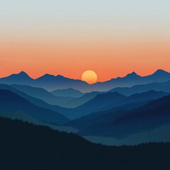 Fototapeta premium Mountain sunset.