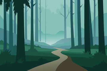 misty morning in the forest
