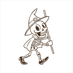 Halloween Skeleton Character Vector Illustration