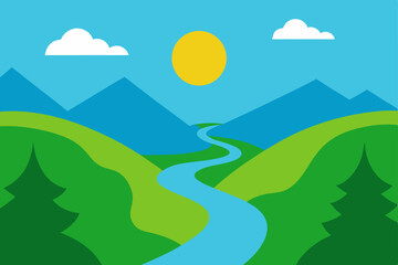Fototapeta premium landscape with mountains and trees