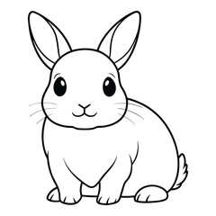 Obraz premium Cute bunny rabbit outline illustration for coloring books and easter themed designs