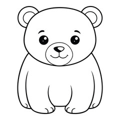 Cute cartoon bear illustration standing upright animal line art simple minimalist design