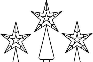 Festive Star Topper Line Art Design
