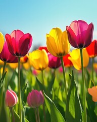 Vibrant Tulip Landscape: A Colorful Spring Flower Scene for Easter Celebrations