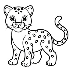 Cute cartoon leopard outline illustration for coloring books and educational resources projects