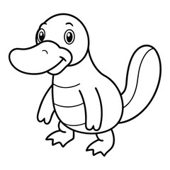 Fototapeta premium Cute cartoon platypus outline illustration perfect for childrens coloring books and educational materials