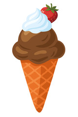 Eis Schokoeis mit Sahne und Erdbeere