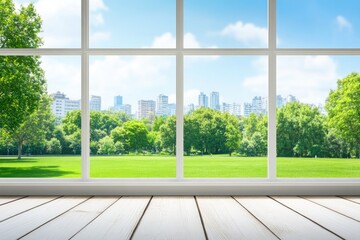City park view from a window