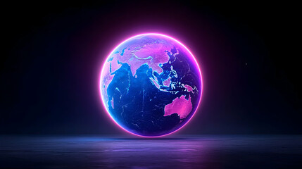 Fototapeta premium Glowing Digital Earth Globe with Neon Lights