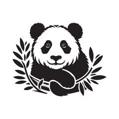 create a panda Silhouette Vector with white